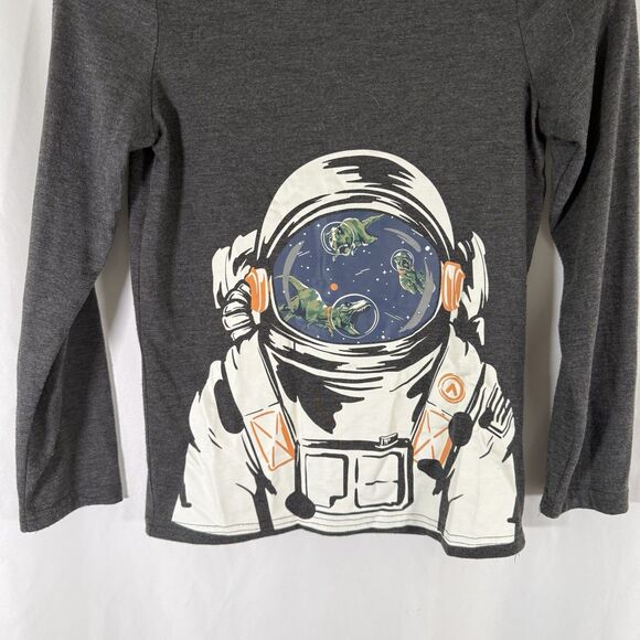 Tommy Bahama Shirt Boys 8 Grey Astronaut Dinosaur Graphic Print Long Sleeve - Picture 3 of 9